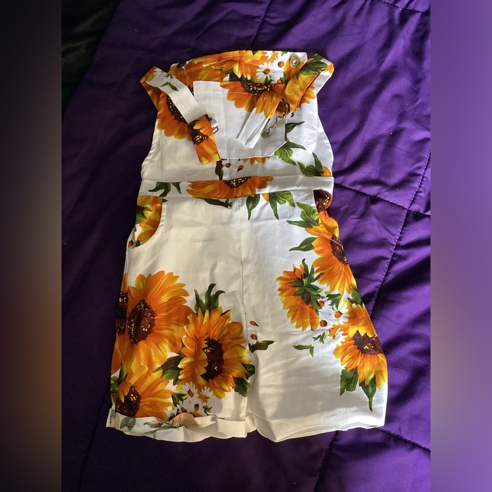 Girls sunflower overalls